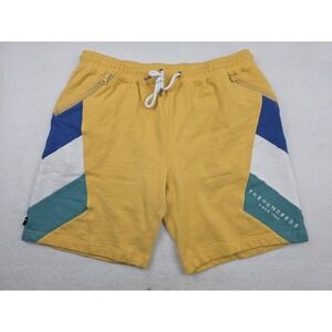 Vintage Y2K The Hundreds Yellow Fleece Shorts Zipped Pockets Drawstring Mens L